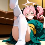 【エロ画像】ピンク髪ロールツインテール貧乳×足コキ_AI_アニメエロ画像のサムネイル