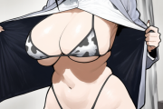 【二次エロ】美人女上司滝沢さんのエッロい牛柄ビキニでハメさせてもらうエロ画像のサムネイル
