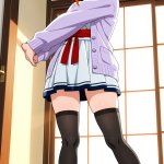 【エロ画像】オレンジポニーテール巨乳スレン×ニーソ・絶対領域_AI_アニメエロ画像のサムネイル