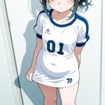 【エロ画像】黒青グラデハーフアップむっちり×貧乳・微乳_AI_アニメエロ画像のサムネイル