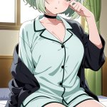 【エロ画像】白髪ボブカール丸顔むっちり×寝起き・パジャマ_AI_アニメエロ画像のサムネイル