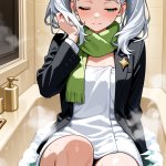 【エロ画像】白髪ロールツイン細身長身×お風呂・入浴_AI_アニメエロ画像のサムネイル