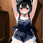 【エロ画像】黒青グラデーションボブむっちり×手縛り・拘束_AI_アニメエロ画像のサムネイル
